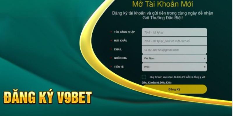 Các bước đăng ký tài khoản game đơn giản tại nhà cái V9bet